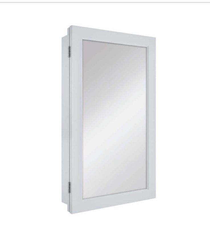 Glacier Bay 15-1/4 in. W × 26 in. H Framed Recessed or Surface-Mount Bathroom Medicine Cabinet with Mirror, Gray