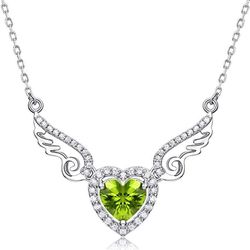 "Hollow Green Heart Pendant Necklace for Women, VP1052
 
 