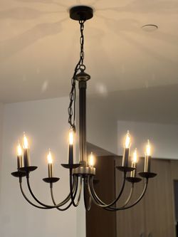 Farmhouse Chandelier 27 Inch, Black Light Fixture for Dining Room, Rustic Light Fixture Hanging for Foyer, Living Room, Kitchen Island, Bedroom