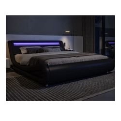 Queen bed frame with led lights (Unused still in box)
