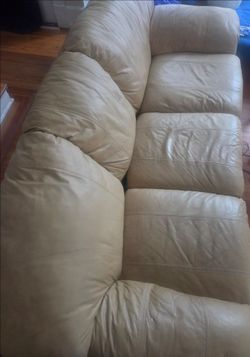 Cream Leather Sectional Sofa