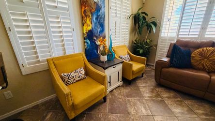 Beautiful pair of two nailhead trim accent chairs in excellent condition