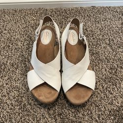 White wedge heels