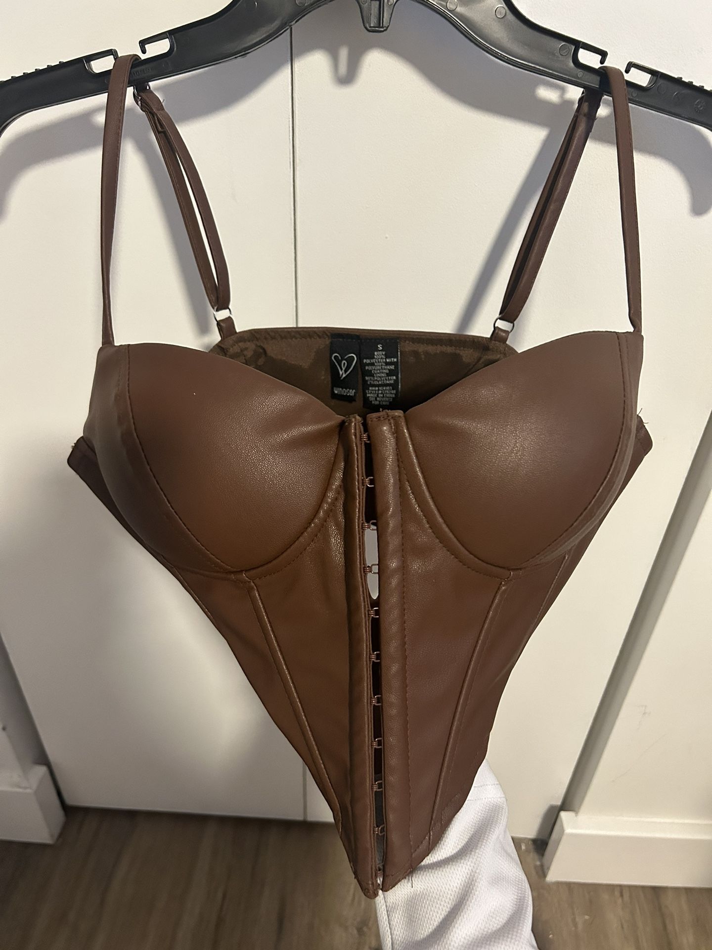 Brown Leather Corset Top