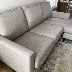 Light Gray 80in Modern Sectional Sofa with Reversible Chaise