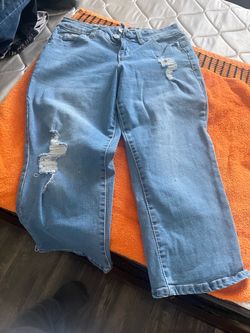 Light Wash Distressed Cropped Jeans