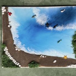 Ocean Themed Resin Art Work (16”x 20”)