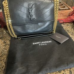 Saint Laurent Black Leather Shoulder Bag