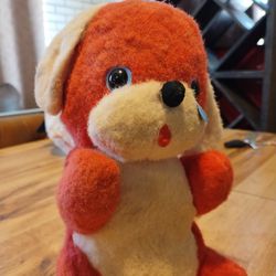 Vintage Children's Plush Toy Reddish Orange Dog Made By Knickerbocker Toy Company