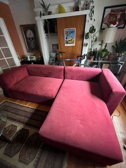 Modern Burgundy Velvet Sectional Sofa