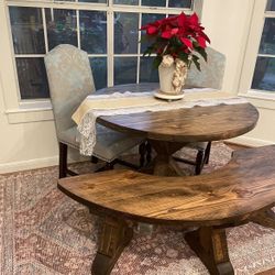 Custom Dining Table Farmhouse Country French Modern Rustic Solid Wood Set Restoration Hardware Insp Bench Hand Built Round Oval Counter Breakfast  
