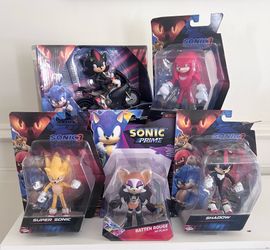 Sonic 3 & Sonic Prime Figure Lot - 5 New Figures Including Shadow Motorcycle