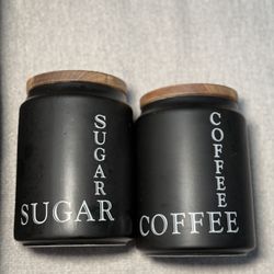 Set of 2 Kitchen Jars – “Sugar” & “Coffee” Labels