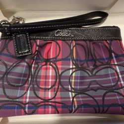 Coach Tartan Plaid Wristlet 