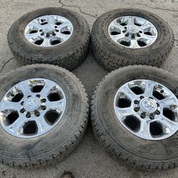 Like New Ram Laramie 2500 Wheels and Goodyear tires 18” Alloy Rims 8 Lug 8x165.1 Bolt pattern 8x6.5 Dodge Diesel 3/4 Ton One Factory original stock Ta