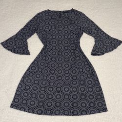 Tommy Hilfiger Women Blue Printed Jersey Bell Sleeve A-line Dress