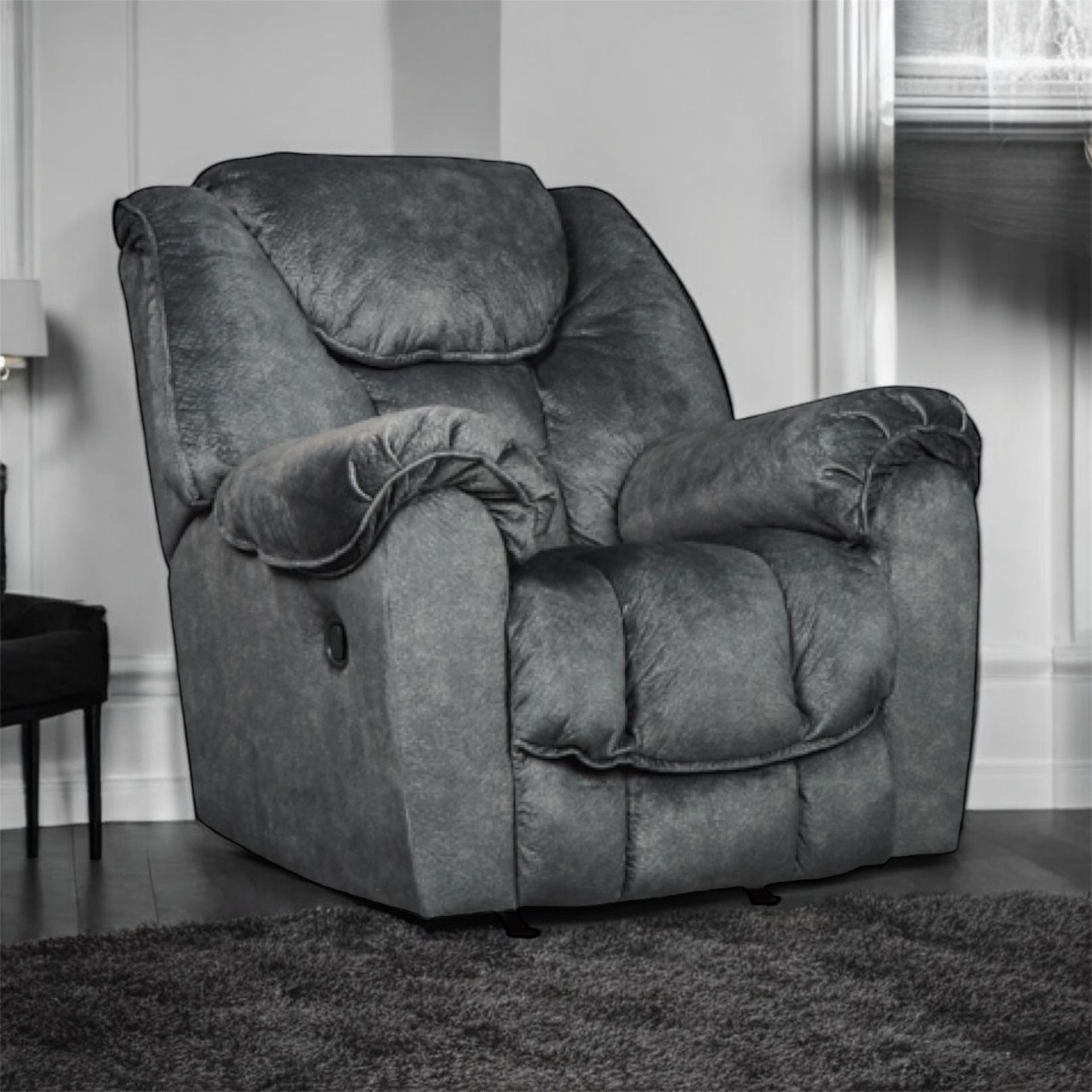 Plush, oversized rocker recliner