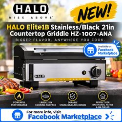 HALO Elite1B 21" Countertop Griddle – Stainless/Black – NEW