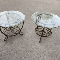 2 Wrought Iron End Tables
