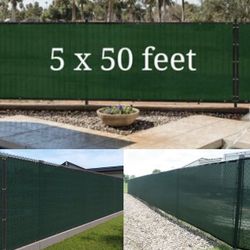 New In Box 5 X 50 Feet Privacy Fence Shade Cover Windscreen With Heavy Duty Brass Grommets Mesh Fencing Cover Dark Green 