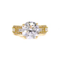 5.30ctw Round Lab Diamond And Natural Diamond Setting 18ky