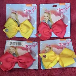 Nickelodeon Jojo Siwa Hair Bow Clips 2 Pink & 2 Yellow Set Of 4 NEW!