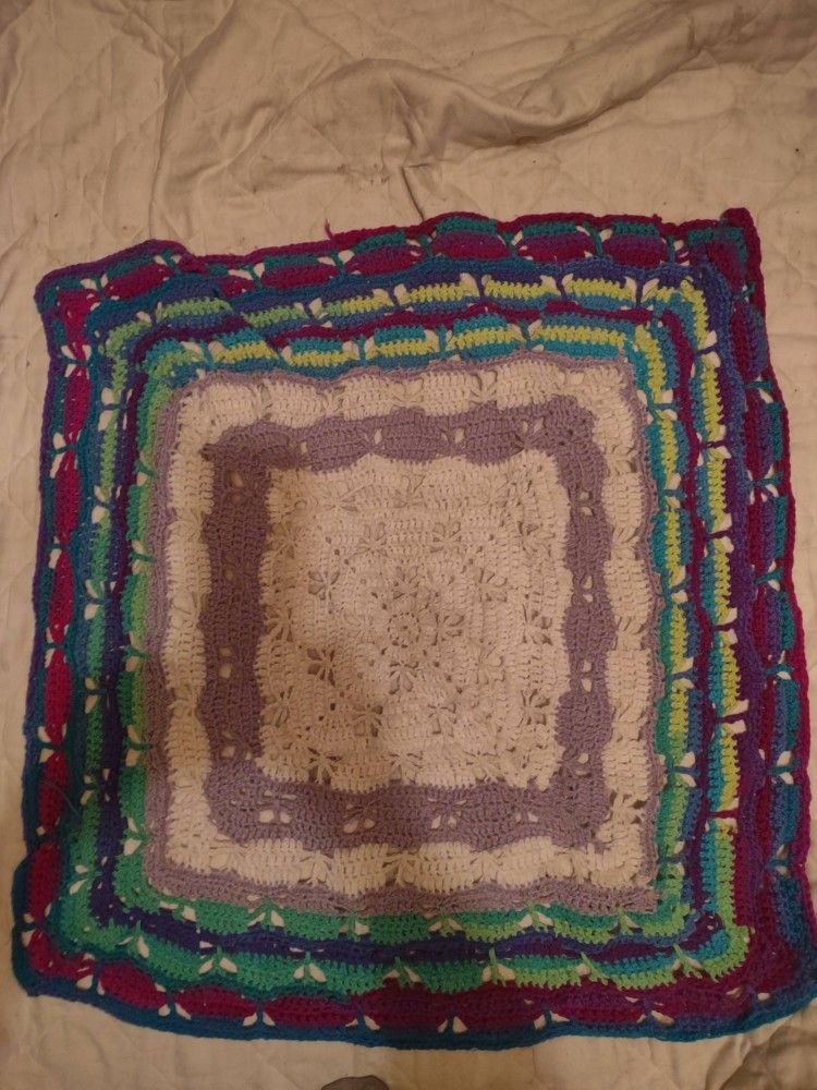 Beautiful Handmade, Crocheted Butterfly Baby Blanket. Never Been Used Before.
