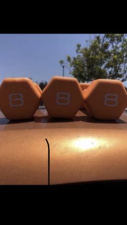 New 8 lb dumbbells Orange comes in pairs not 3 DB’s also available in 2, 3, 5, 8, 10 lbs prices vary