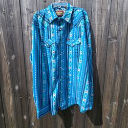 Red Dirt Rafter C Collection Mens Blue Aztec Western Pearl Snap Long  Sleeve XXL