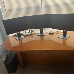 Durable Desk And Bookshelf (Monitors Not Included)