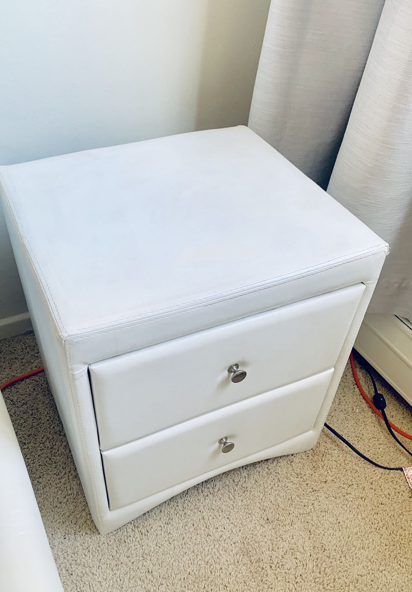 White leather bedside table