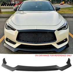 Fits 2017-2022 INFINITI Q60 V37 RS JDM Style Front Bumper Lip Chin Matte Black 3PCS
