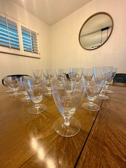 Lily Of The Valley Etched Crystal Wine Glasses