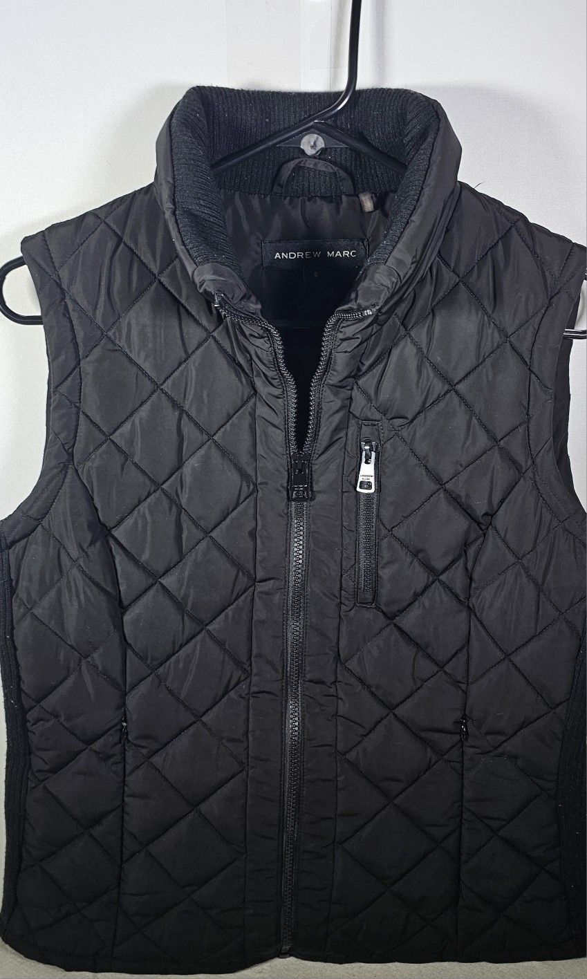 Black Andrew Marc Zip Up Womens Small Vest