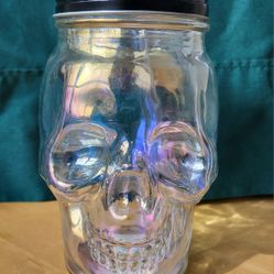 Glass Skull Sipper Mug w Lid & Straw 18 oz