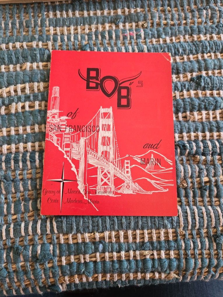 1940s Menu Card From BOB'S of San Francisco