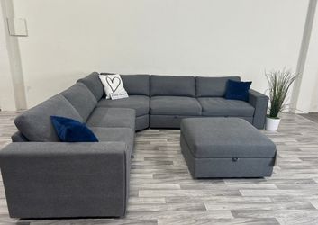 LIKE NEW! Gray Thomasville Sectional Couch With Storage (FREE DELIVERY 🚚)