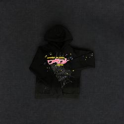 Pink V1 Black Sp5der Hoodie [Medium]