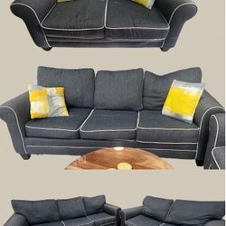  Comfy Dark Gray Queen Sleeper Sofa And Love Seat Couch Set