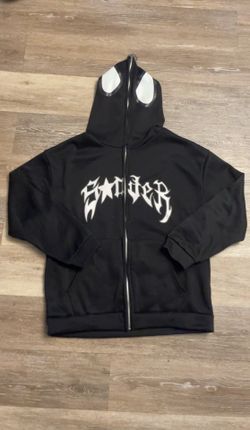 Spider-Man Full Zip Up Hoodie - Black/white. Size Large.