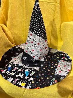 Halloween reversible patchwork witches hat