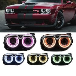 Dodge Challenger Headlights RGB DRL Set For 2015-2023 Lamps
