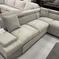 Financing Options, Deals ,Delivery🐞 PullOut Sleeper Sectional Sofa Couch Gray