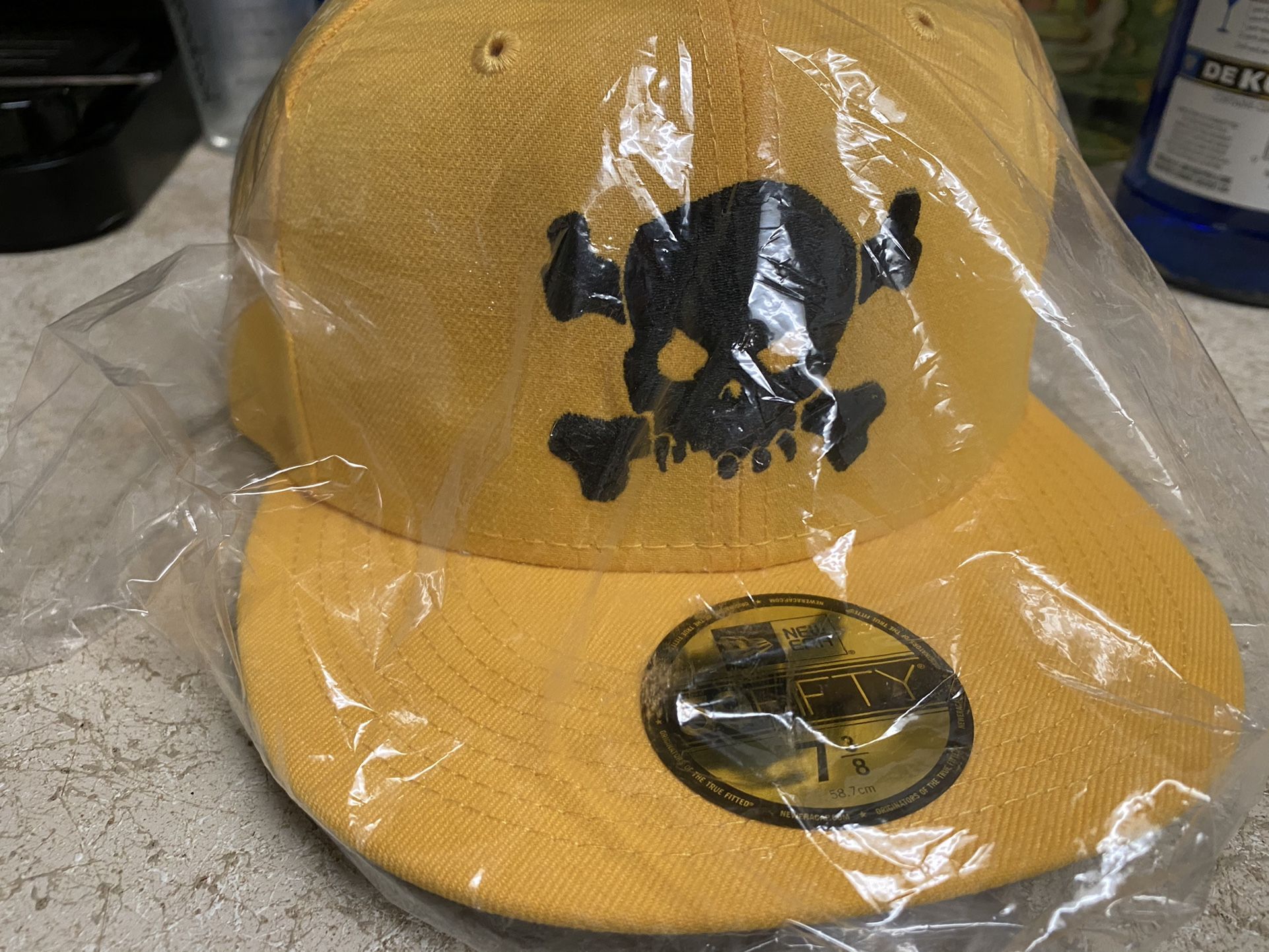 New Supreme Skull New Era Hat Yellow 7 3/8