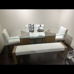 Haven 6 Person Real Glass Real Wood Table 