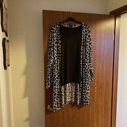 Vintage Nina Leonard Long Sleeve Duster Cardigan & Tank Top Set  3XL