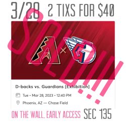 Arizona diamondbacks vs Guardians  3/28 On The Wall