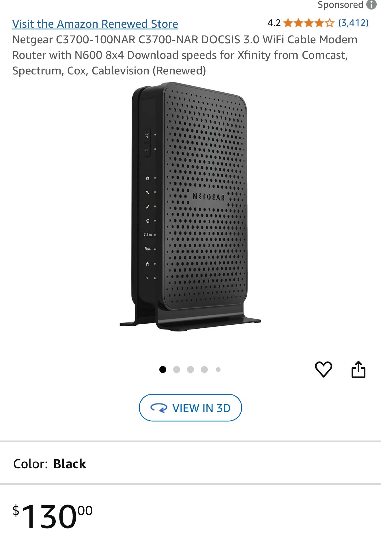 WiFi Modem & router Netgear C3700v2