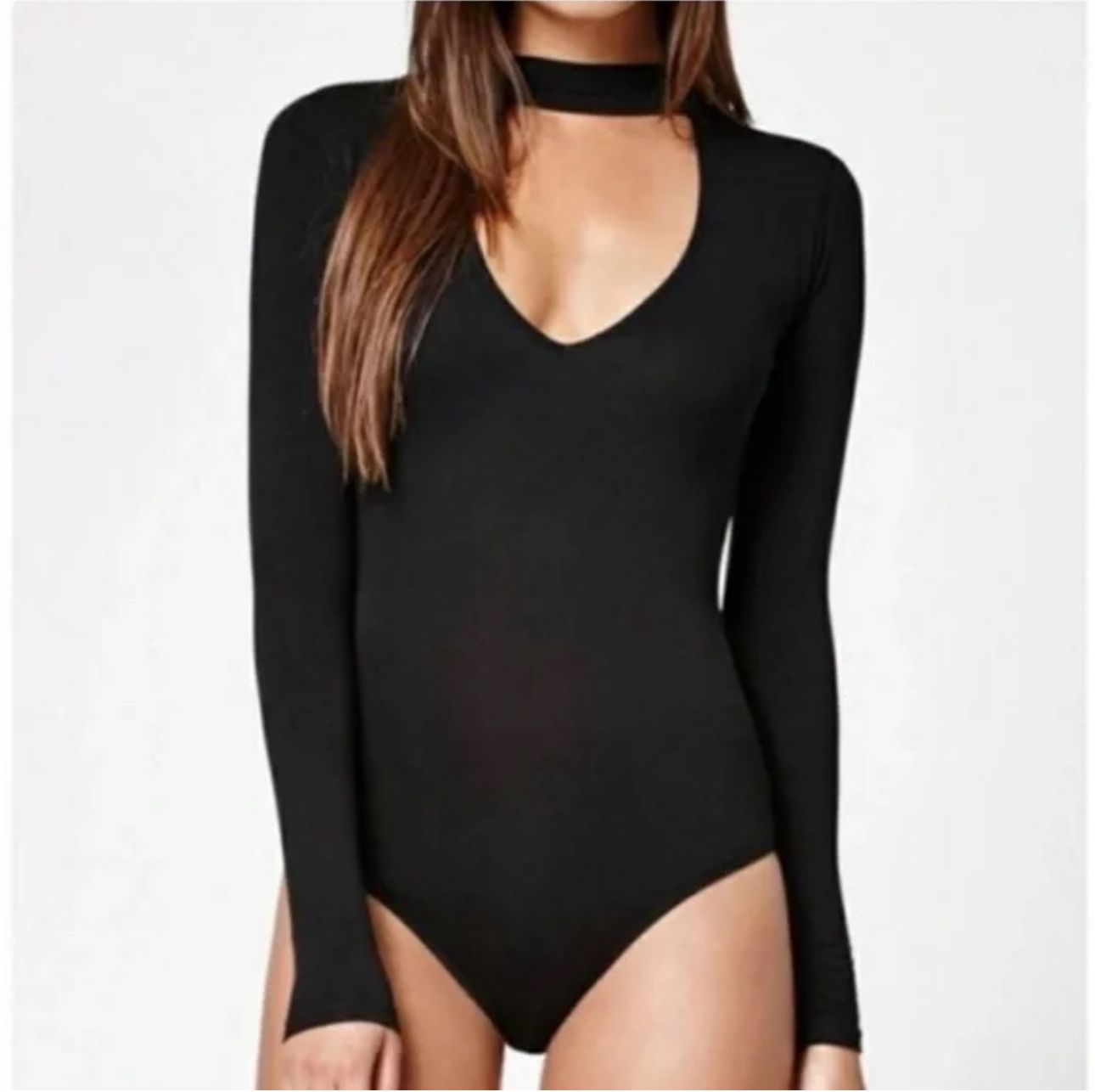MANGOPOP Women Mock Neck Zip Up Long Sleeve Bodysuit Snap Crotch Size M