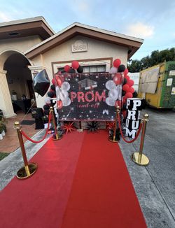 Stanchions (post/pillars) and a red carpet